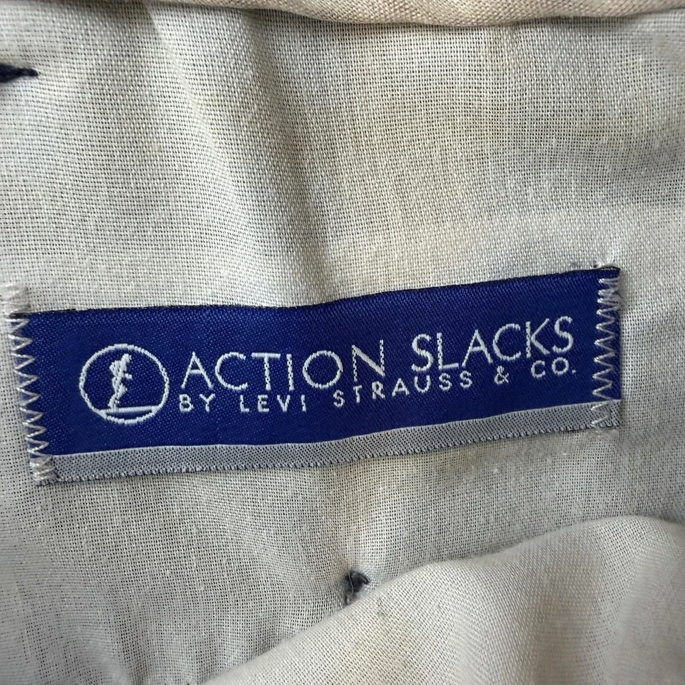 Vintage Levis Action Slacks Pants Mens 32x27 Blue Flat Front Dress Slacks Office